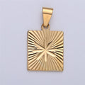 Gold Star Pendant, 18K Gold plated Pendant, celestial medallion, Square pendant, gold starburst Charm I-161 - DLUXCA