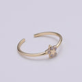 Gold Star Stacking Ring - minimalist dainty delicate ring, thin open adjustable ring, midi ring, Celestial Ring, Tiny Star ring R-246 - DLUXCA