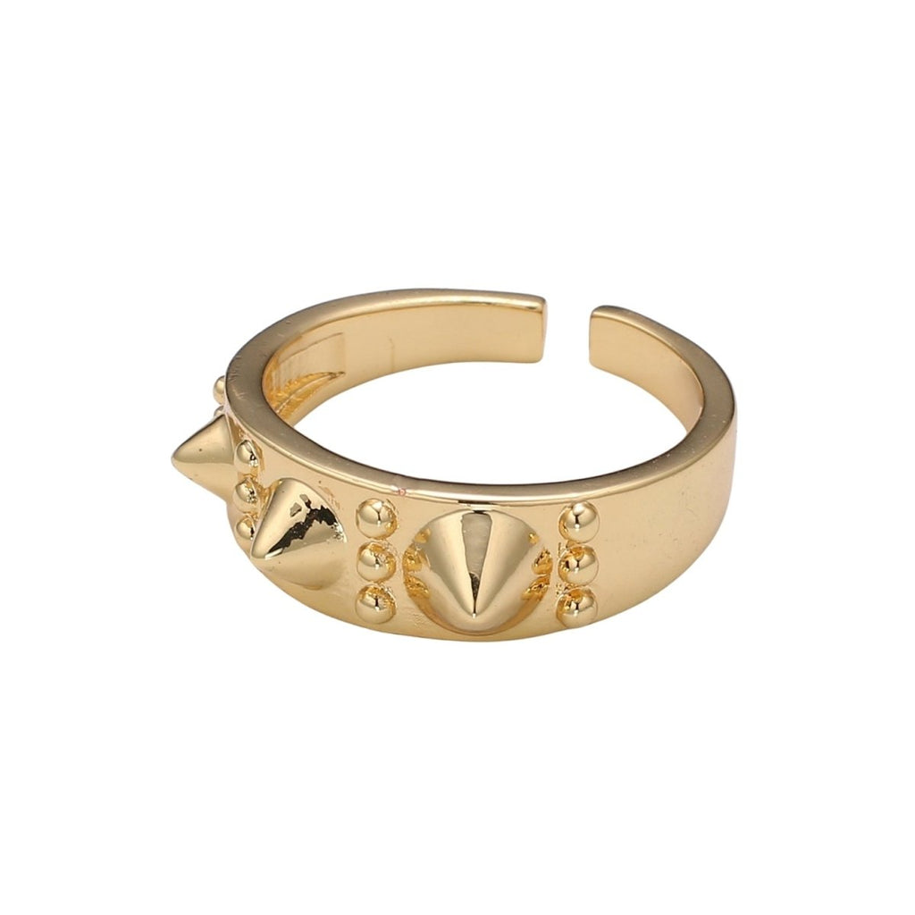 Gold Studed Ring, Minimalist Ring, Gold Ring, Dainty Ring, Ring, Stackable Ring, Midi Ring, Gold Stacking Ring, Gold Spike Adjustable Ring R438 - DLUXCA