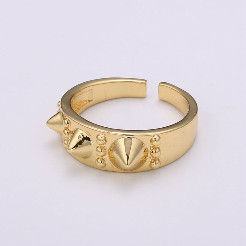 Gold Studed Ring, Minimalist Ring, Gold Ring, Dainty Ring, Ring, Stackable Ring, Midi Ring, Gold Stacking Ring, Gold Spike Adjustable Ring R438 - DLUXCA