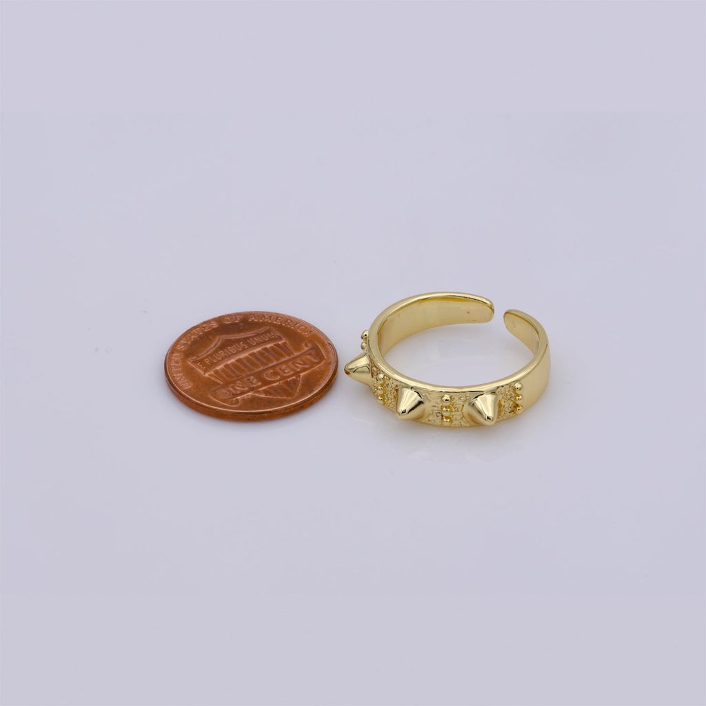 Gold Studed Ring, Minimalist Ring, Gold Ring, Dainty Ring, Ring, Stackable Ring, Midi Ring, Gold Stacking Ring, Gold Spike Adustable Ring R-027 - DLUXCA