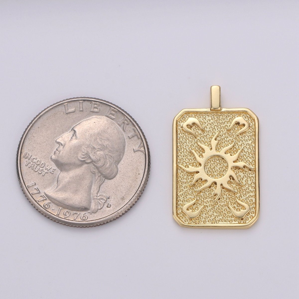 Gold Sun Charm Gold plated Medallion, Celestial Pendant Necklace Charm for Statement Necklace Component Gold Tag Unisex Jewelry J-031 - DLUXCA