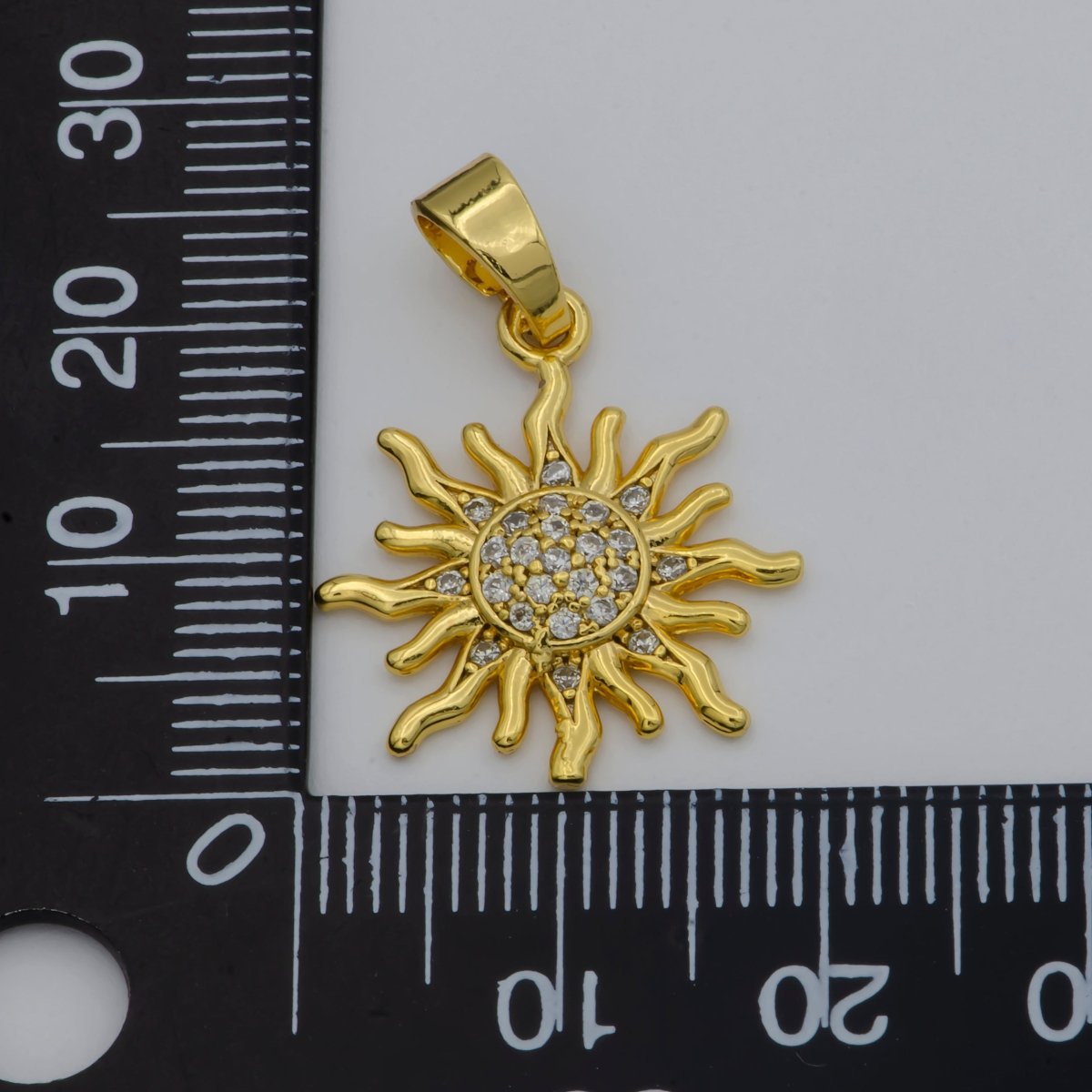 Gold Sunburst Sunshine Pave Cubic Zirconia Gold plated Pendants for DIY Jewelry Making H-731 - DLUXCA
