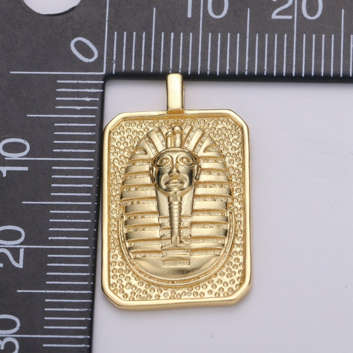 Gold Tag Pharaoh Charm Gold plated Medallion, Egyptian Mummy Sarcophagus Pendant Necklace Charm for Necklace Component Men Unisex Jewelry J-025 - DLUXCA