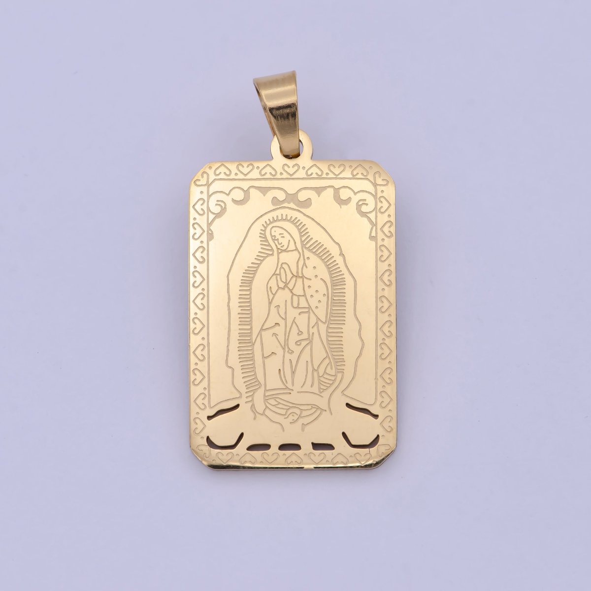 Gold Tag Virgin Mary Charm for Necklace Lady of Guadalupe Pendant for Religious Jewelry Making Supply in Gold plated J-313 - DLUXCA