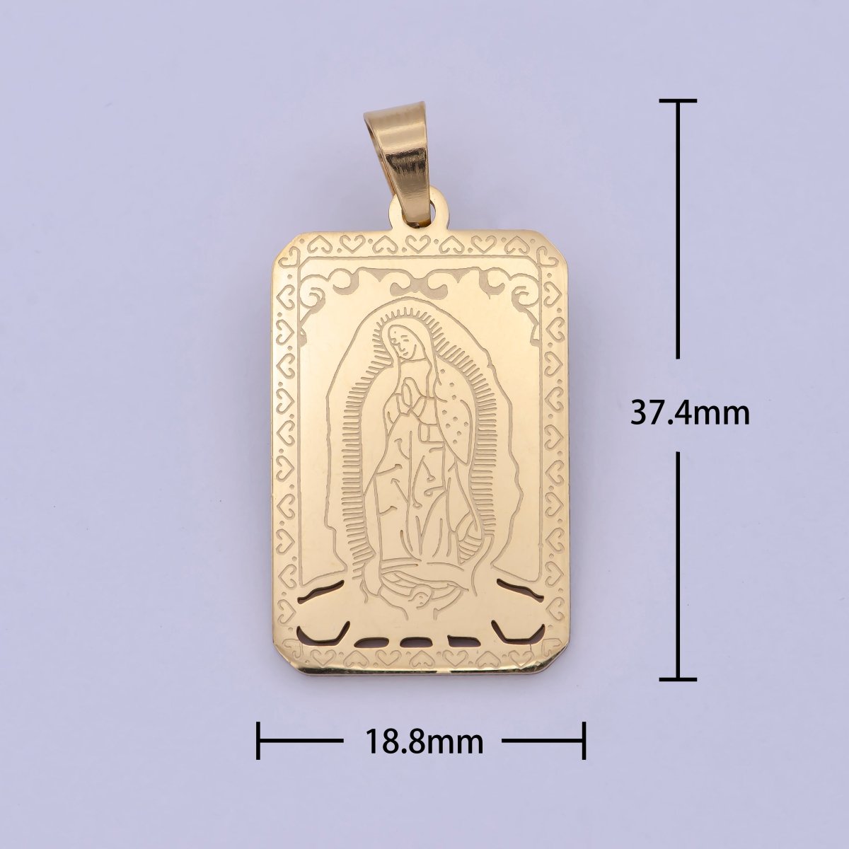 Gold Tag Virgin Mary Charm for Necklace Lady of Guadalupe Pendant for Religious Jewelry Making Supply in Gold plated J-313 - DLUXCA