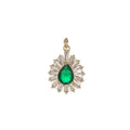 Gold Tear Drop Charm Baguette Cubic Oval Pendant Dangle Charms for Necklace Earring Supply Component E-845-E-847