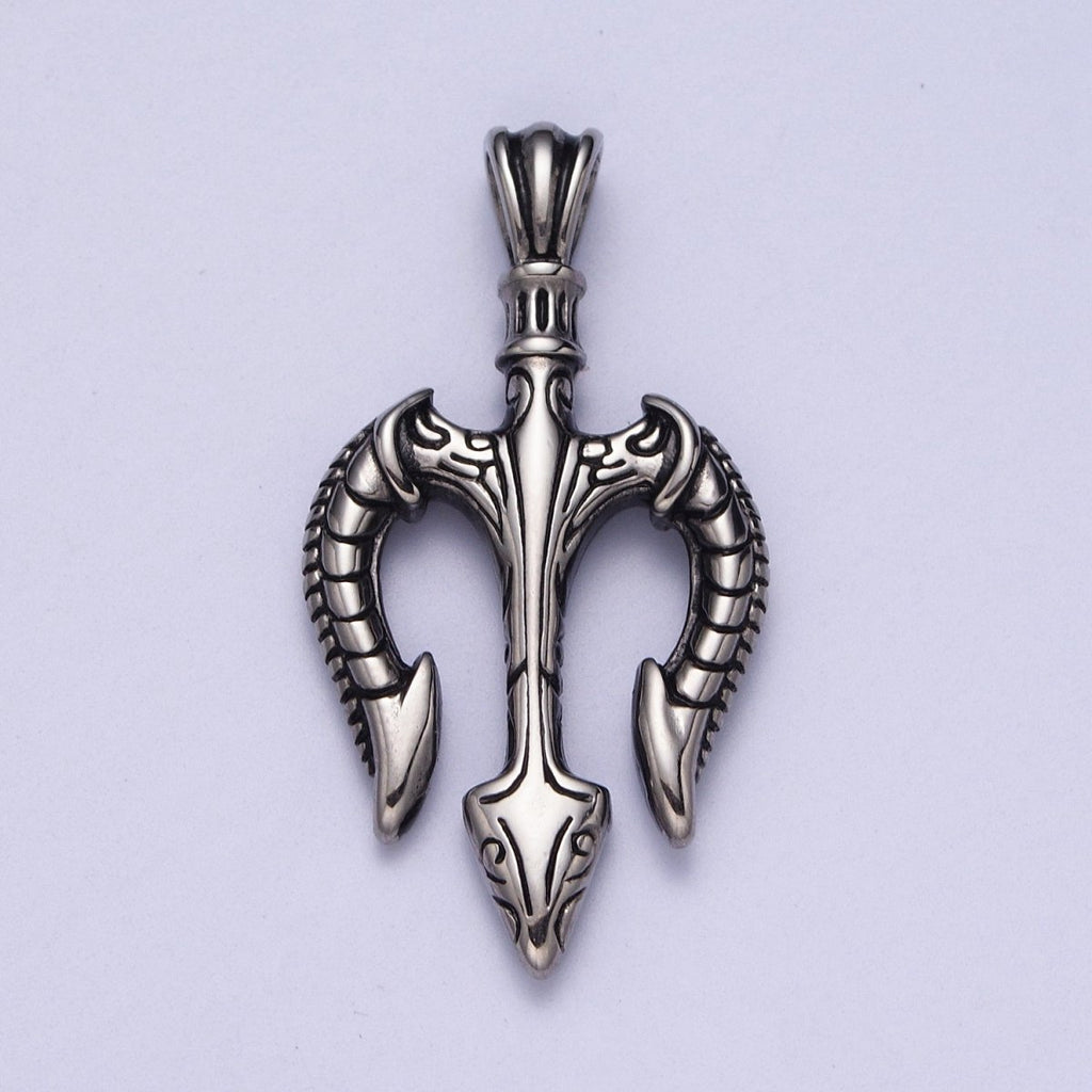 Gold Trident pendant Stainless Steel charm Neptune's necklace Pendant God of Sea Pendant Greek mythology Inspired for Men Jewelry J-342