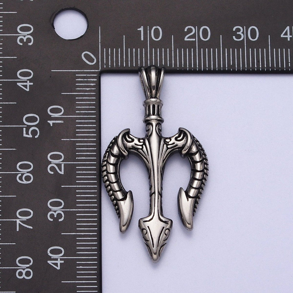 Gold Trident pendant Stainless Steel charm Neptune's necklace Pendant God of Sea Pendant Greek mythology Inspired for Men Jewelry J-342