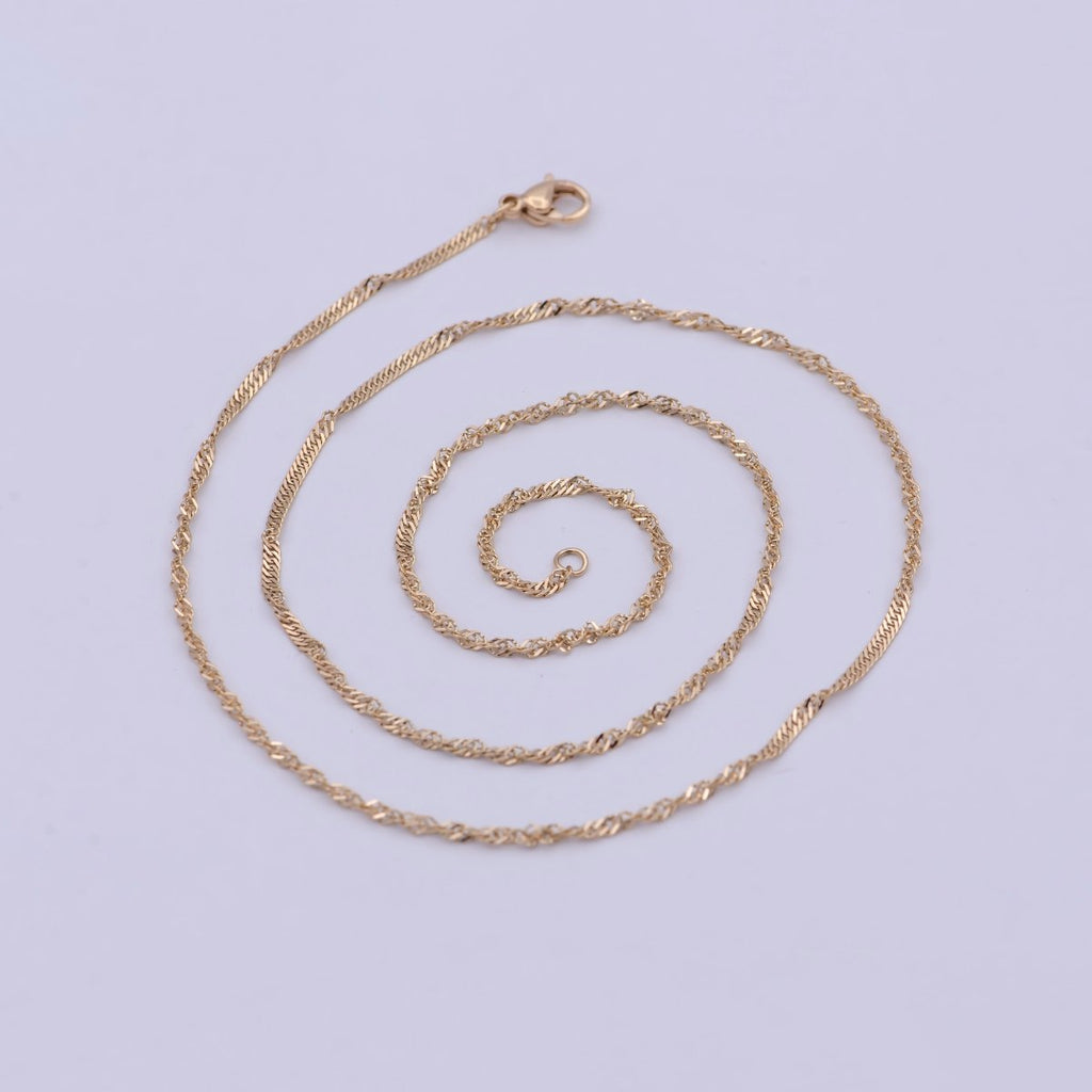 Gold Twist Singapore Chain Necklace, Unique Layer Chain Necklace Ready to Wear 20 Inch | WA-760 Clearance Pricing - DLUXCA