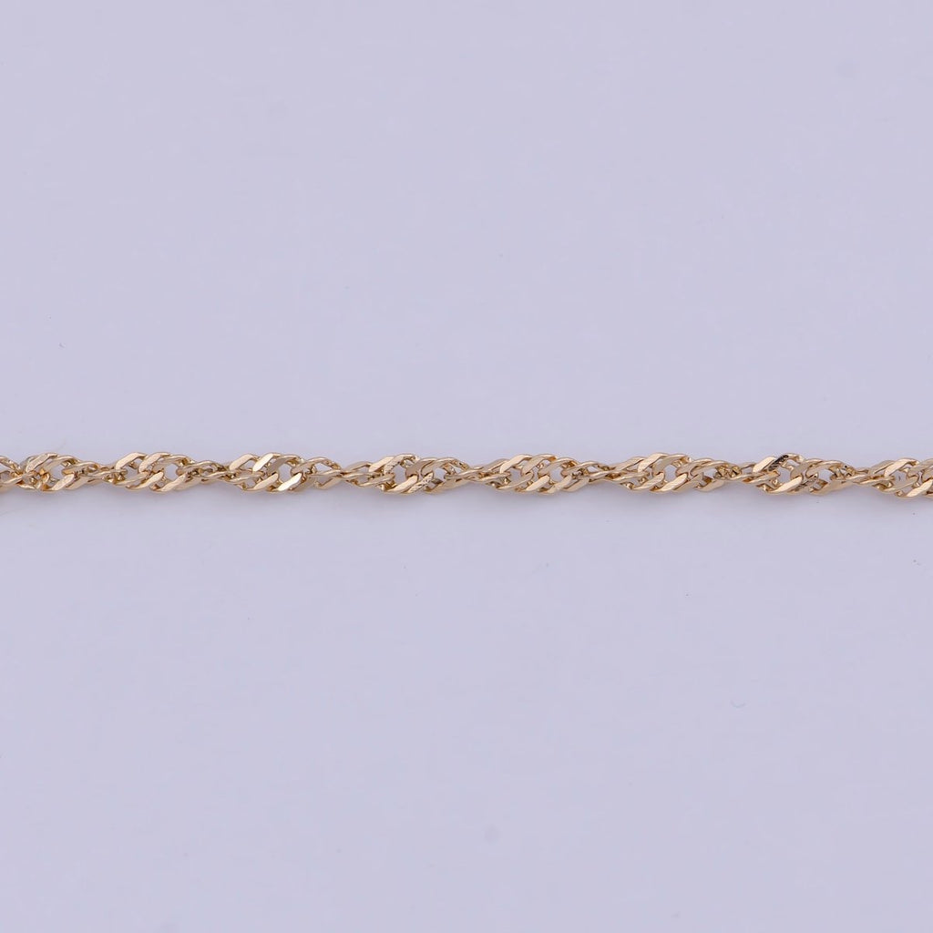 Gold Twist Singapore Chain Necklace, Unique Layer Chain Necklace Ready to Wear 20 Inch | WA-760 Clearance Pricing - DLUXCA