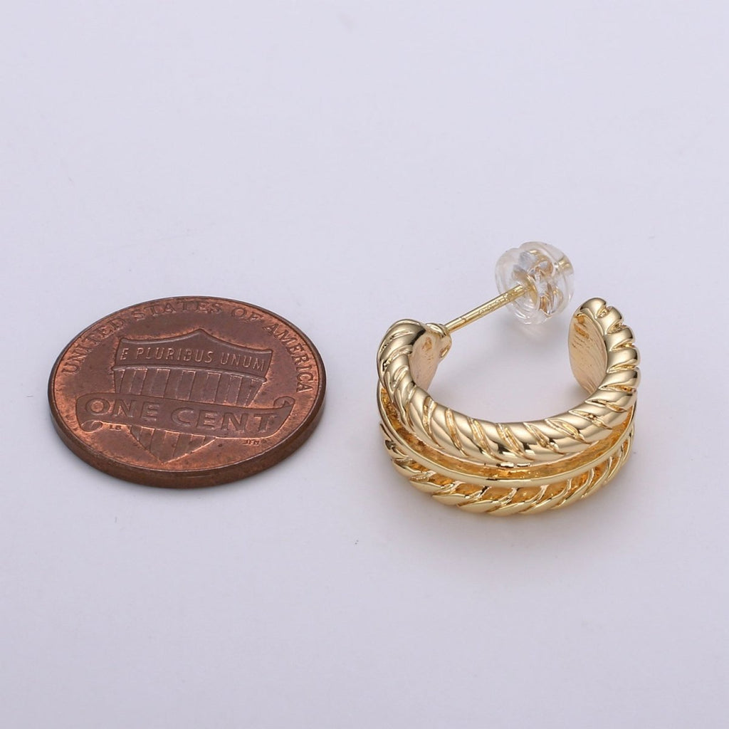 Gold Twisted Hoop Earrings • Bold Gold Hoop Earrings • Chunky Earrings • Statement Hoops • 18k Gold plated Hoops Earring gift for her Q-446 - DLUXCA