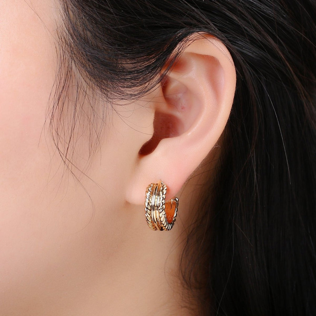 Gold Twisted Hoop Earrings • Bold Gold Hoop Earrings • Chunky Earrings • Statement Hoops • 18k Gold plated Hoops Earring gift for her Q-446 - DLUXCA