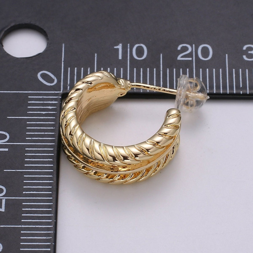 Gold Twisted Hoop Earrings • Bold Gold Hoop Earrings • Chunky Earrings • Statement Hoops • 18k Gold plated Hoops Earring gift for her Q-446 - DLUXCA