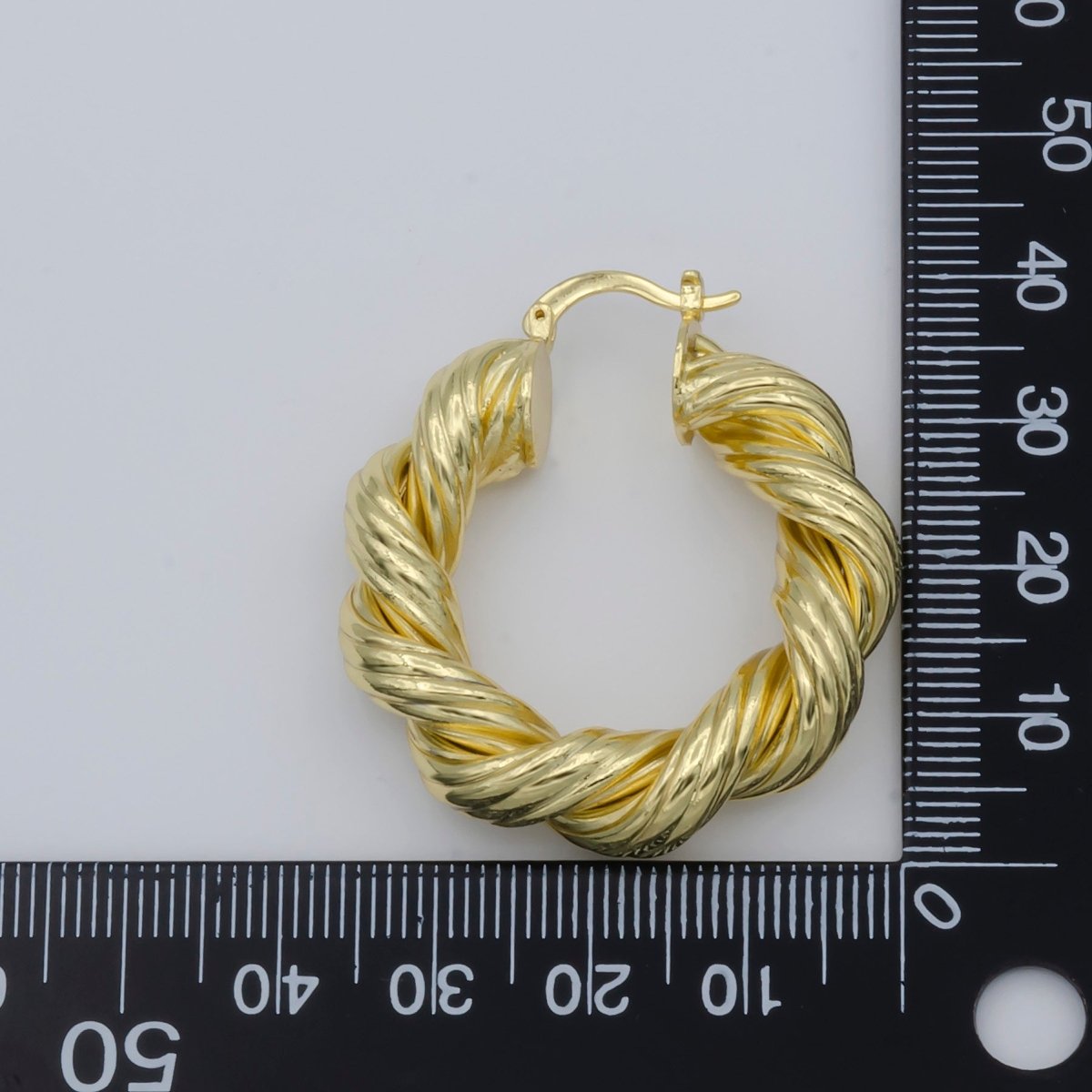 Gold Twisted Hoop Round Earrings, Plain Gold plated Geometric Daily Earring Jewelry P-106 - DLUXCA