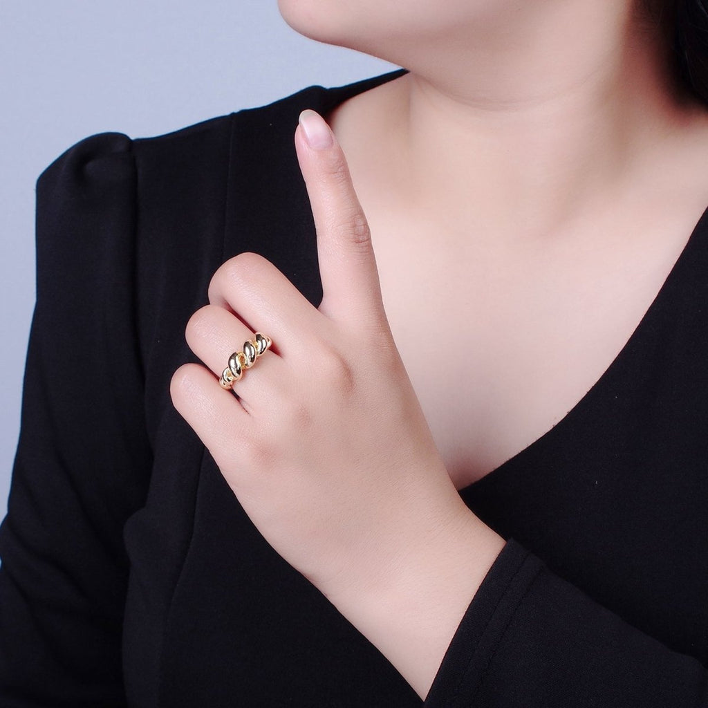 Gold Twisted Ring, Twist Ring, Spiral Gold Ring, Twined Ring Midi Ring Stackable Jewelry O-779 - DLUXCA