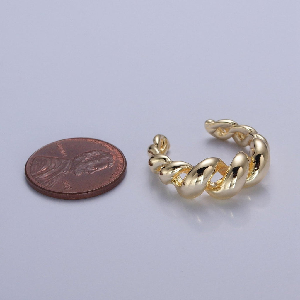 Gold Twisted Ring, Twist Ring, Spiral Gold Ring, Twined Ring Midi Ring Stackable Jewelry O-779 - DLUXCA