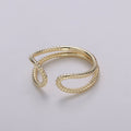 Gold Twisted Rope Ring, Boho Double Band Ring, Minimalist Open Ring, Adjustable Stack Ring, Midi Ring for Women R-118 - DLUXCA