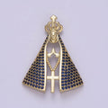 Gold Virgin Mary Charm with Cape Catholic Religious Pendant I-116 - DLUXCA