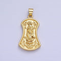 Gold Virgin Mother Mary Geometric Textured Curved Religious Pendant | AA233 - DLUXCA