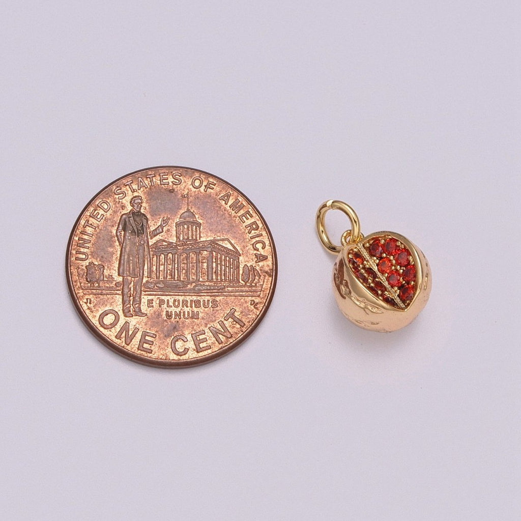 Gold Watermelon Charm Cubic Fruit Charm Summer Foodies Pendant Dangle Charms for Bracelet Necklace Earring Supply Component | M-768 - DLUXCA