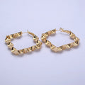 Gold Wavy Rhombus Hoops Lever Back Hoops Statement Gold Hoops 16K Gold plated Earring 41mm AD996 AD997