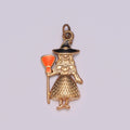 Gold Witch Charm Enamel Old Hag Witch With Broom for Halloween Pendant Jewelry Inspired, M-773 - DLUXCA