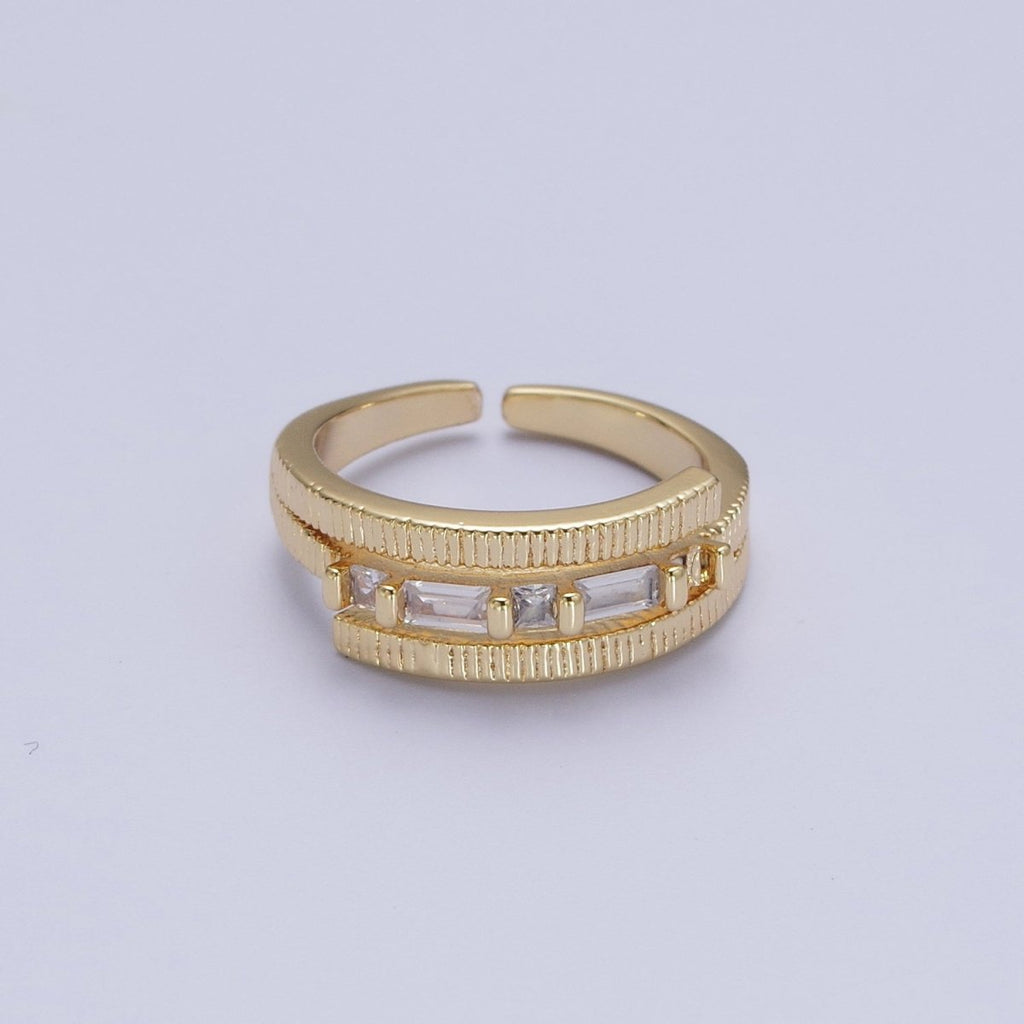 Gold Wrap Ring Clear Baguette Ring Green Baguette Ring Open Adjustable Jewelry O-1986  O-1987