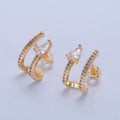 Gold Wrap Stud Earring with Tear Drop CZ Stone T-460 - DLUXCA