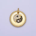 Gold Yin Yang Black White Micro Paved Braided Twist Round Add-On Charm | AC379 - DLUXCA