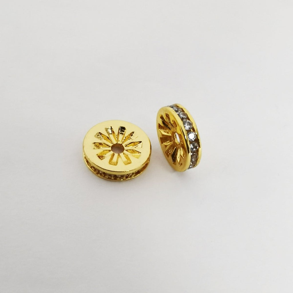 Golden Daisy Flower Ornament Beads, Plain Gold plated Mini Geometric Floral Print Jewelry Making Beads B-285 - DLUXCA