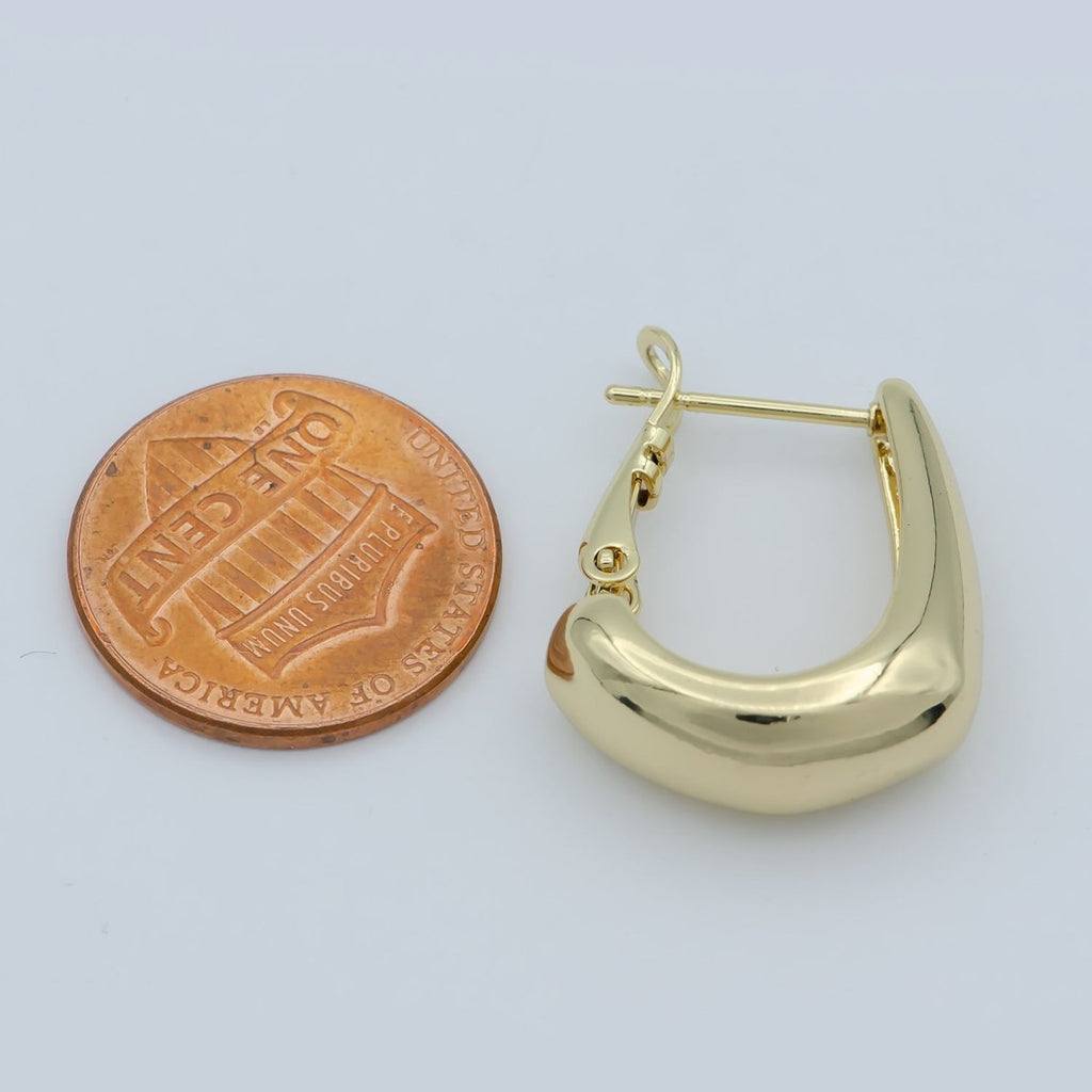 Golden L Letter Shape Huggies Earrings, Gold plated Alphabet Geometric Daily Wear Earring Jewelry P-258 - DLUXCA