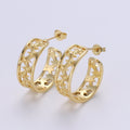 Golden Rail of Stars Huggies Earrings, Plain Gold plated Geometric Star Lane Casual Daily Wear Earring Jewelry P-062 - DLUXCA