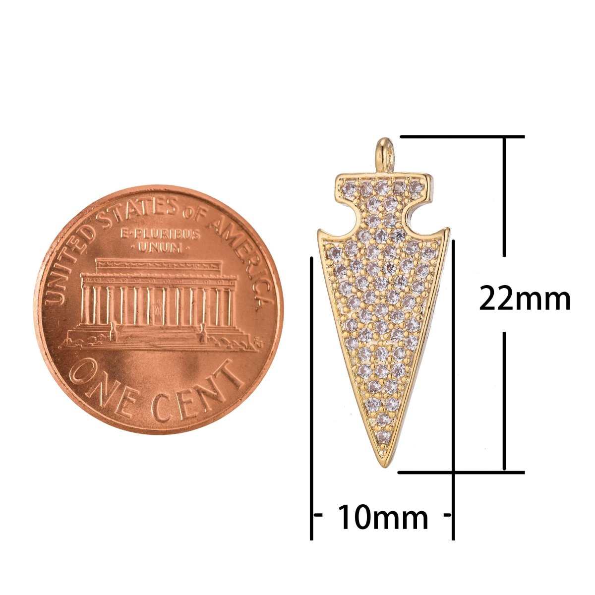 Golden Shield Charm, Micro Pave CZ Charm, 18K Gold plated Pendant Dainty Arrow Point Puzzle Piece Necklace Charm for Jewelry MakingC-380 - DLUXCA