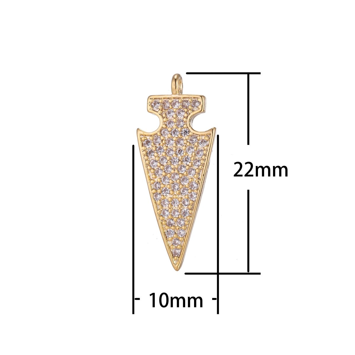 Golden Shield Charm, Micro Pave CZ Charm, 18K Gold plated Pendant Dainty Arrow Point Puzzle Piece Necklace Charm for Jewelry MakingC-380 - DLUXCA