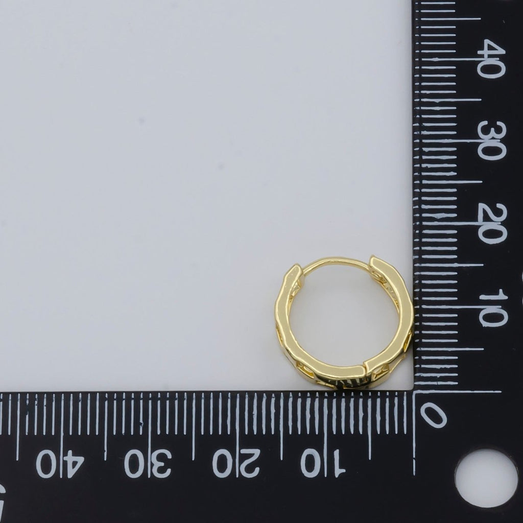 Golden Square Hole C Shape Circle Huggies Earrings, Plain Gold plated Geometric Curvy Shape Daily Wear Earring Jewelry P-123 - DLUXCA