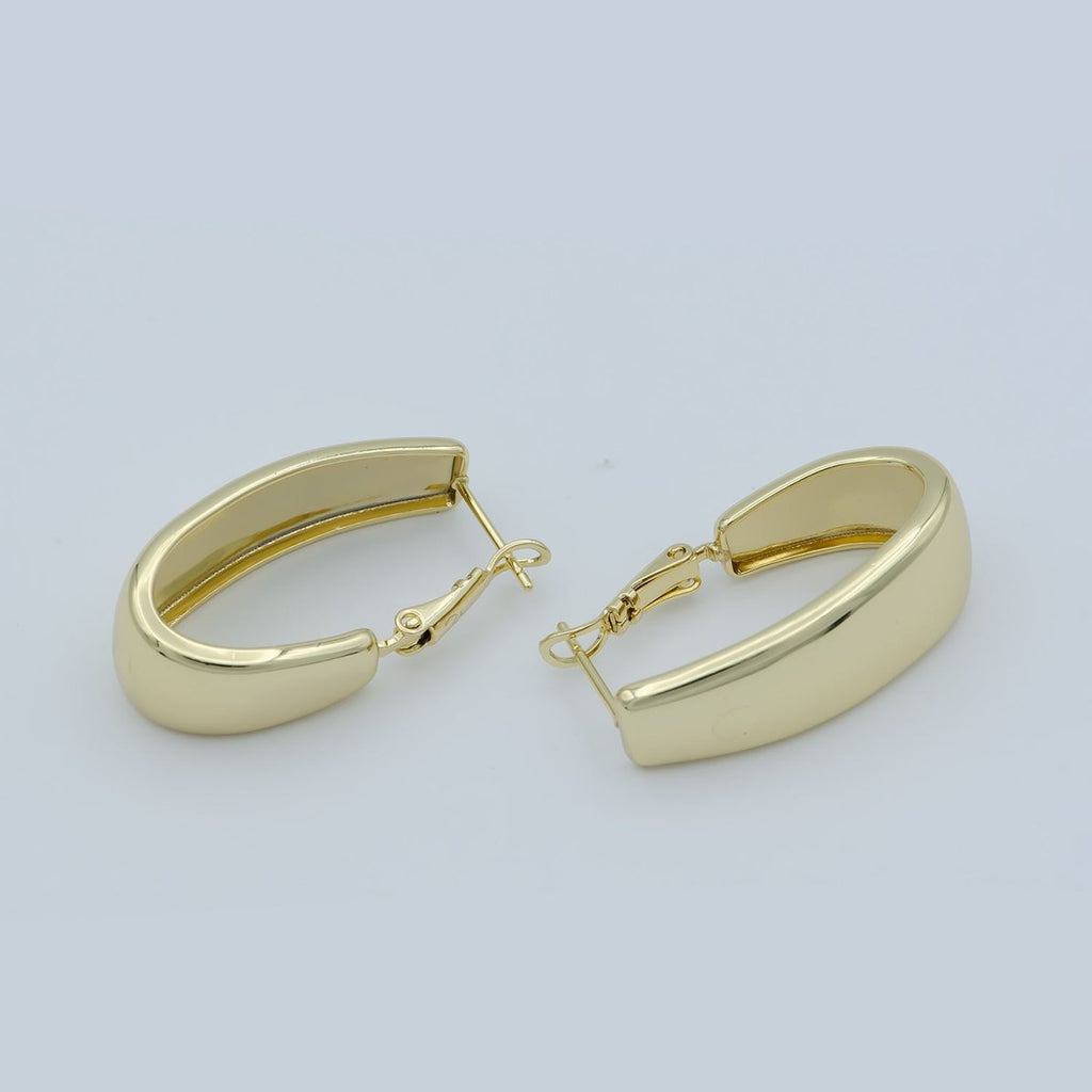 Golden Thin Huggies Earrings, Plain Gold plated Geometric Formal/Casual Earring Jewelry P-257 - DLUXCA
