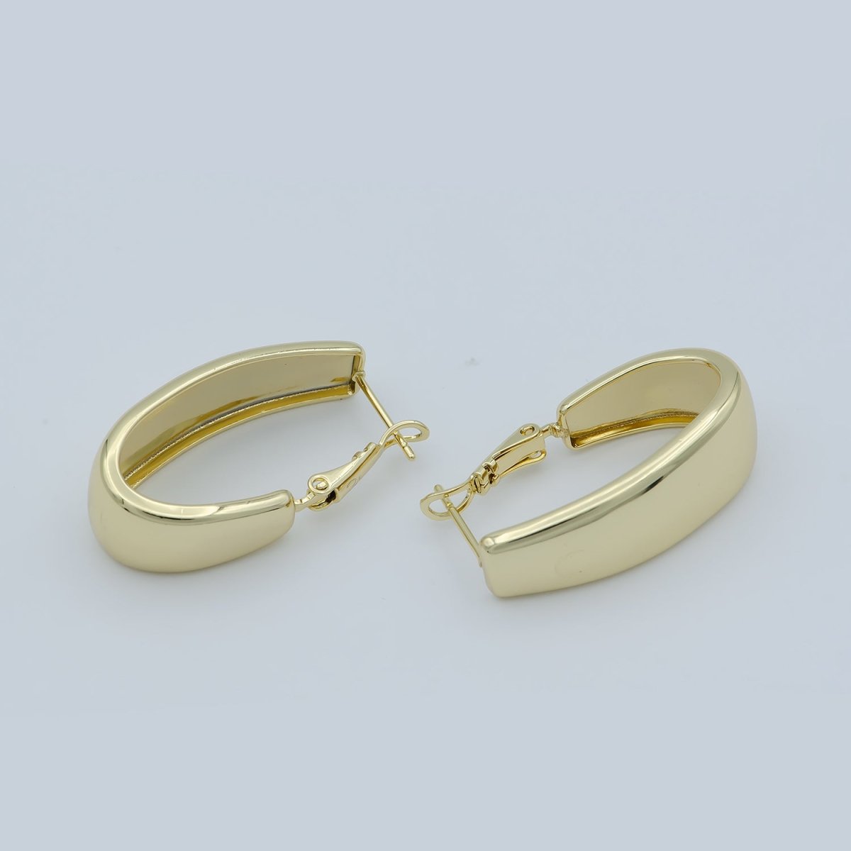 Golden Thin Huggies Earrings, Plain Gold plated Geometric Formal/Casual Earring Jewelry P-257 - DLUXCA