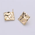 Golden Wavy Square Gold plated Studs K-225 - DLUXCA