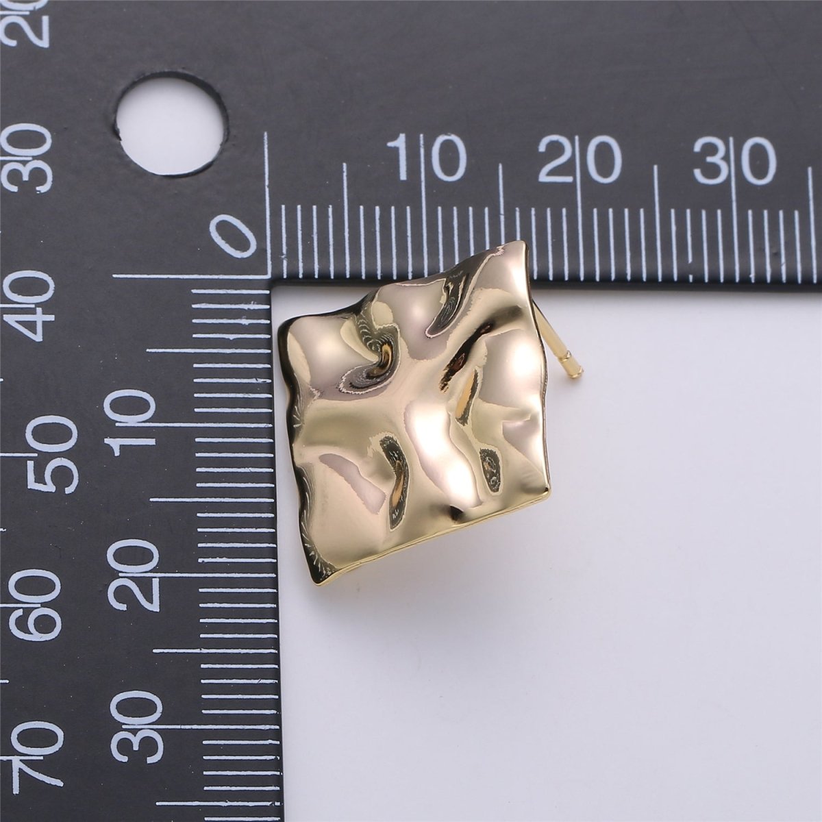 Golden Wavy Square Gold plated Studs K-225 - DLUXCA