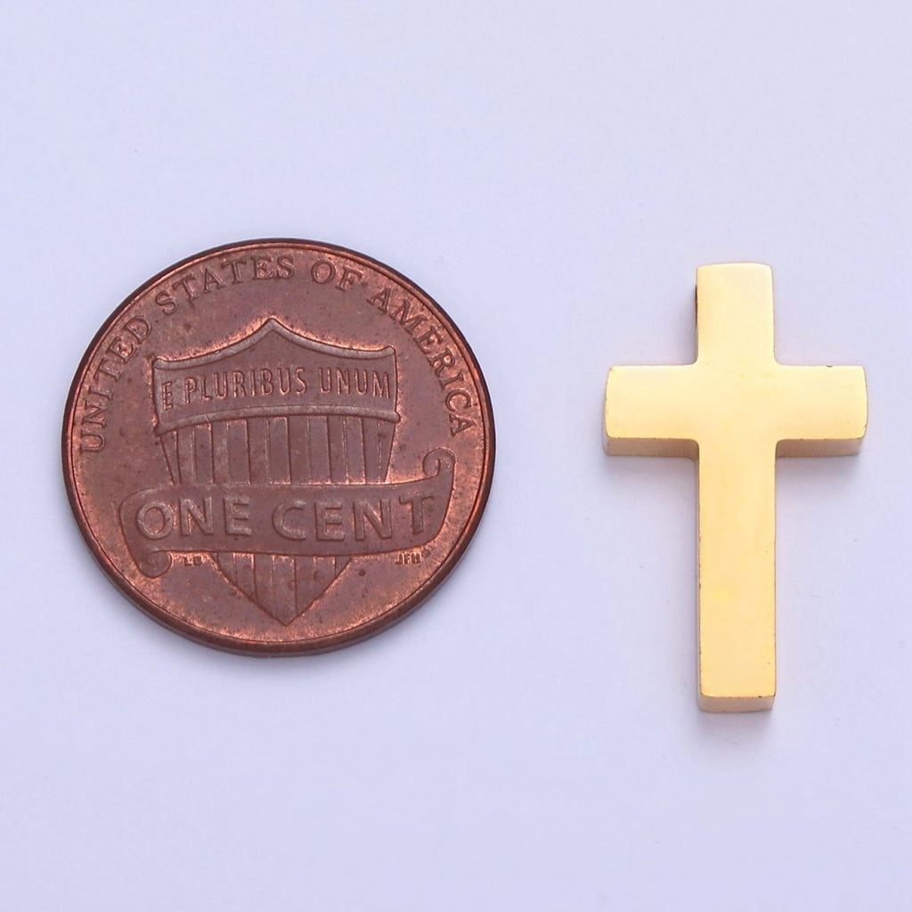 Gold/Silver Stainless Steel Religious Cross, Minimalist Spacer Bead For Jewelry Making. W-839 W-840 - DLUXCA