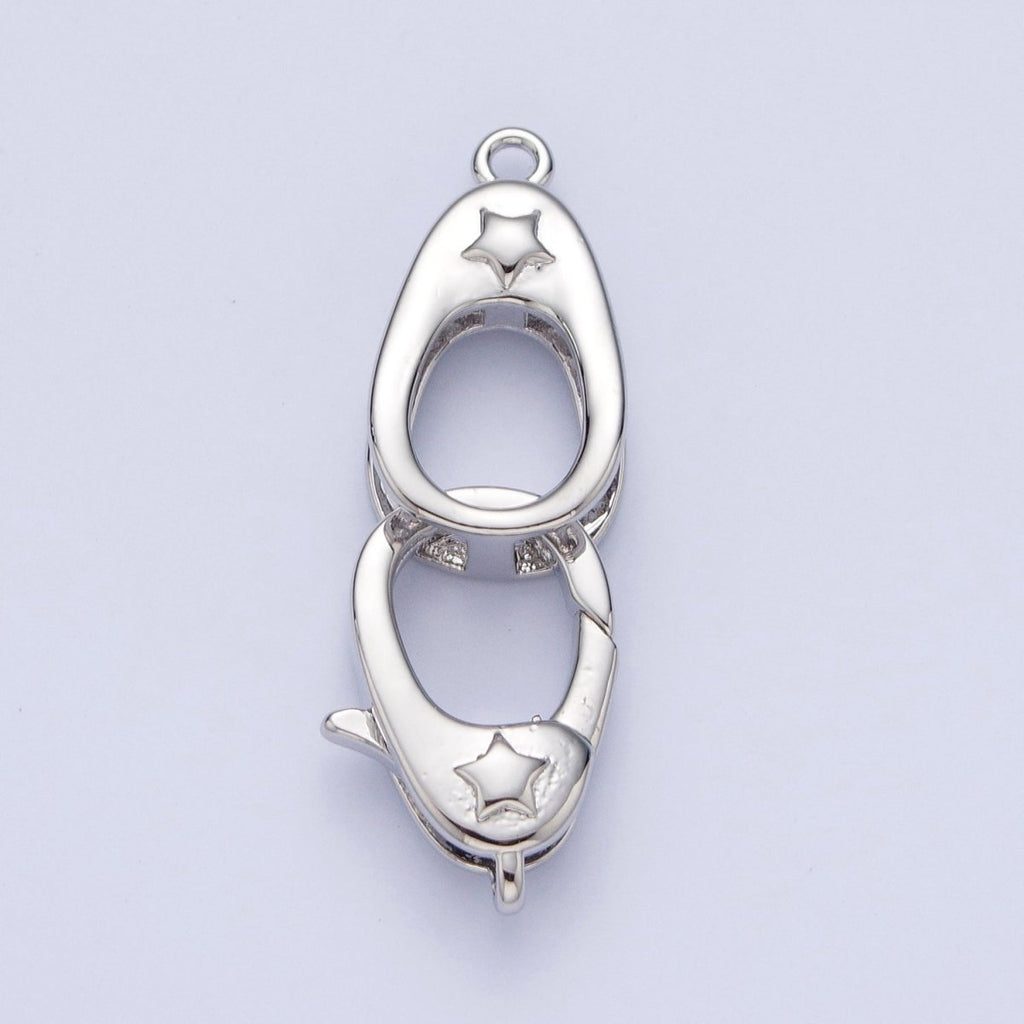 Gold/Silver Star Embossed Lobster Claw Clasps with Clasps Enhancer DIY Jewelry Supply L-866 L-867 - DLUXCA