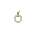 Good Fortune Gold Malay Jade Stone White Natural Stone Donut Ring Jade Heart Gold plated Pendant O-244 - DLUXCA