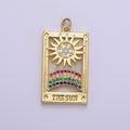 Good Morning Charm Gold plated Sun Charm Clear Rainbow Window Tag Medallion Charm Pendant E-669 - DLUXCA