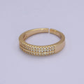 Gorgeous 14k Gold plated Ring Clear Micro Pave Cubic Zirconia Setting Dainty Jewelry S-533 - DLUXCA