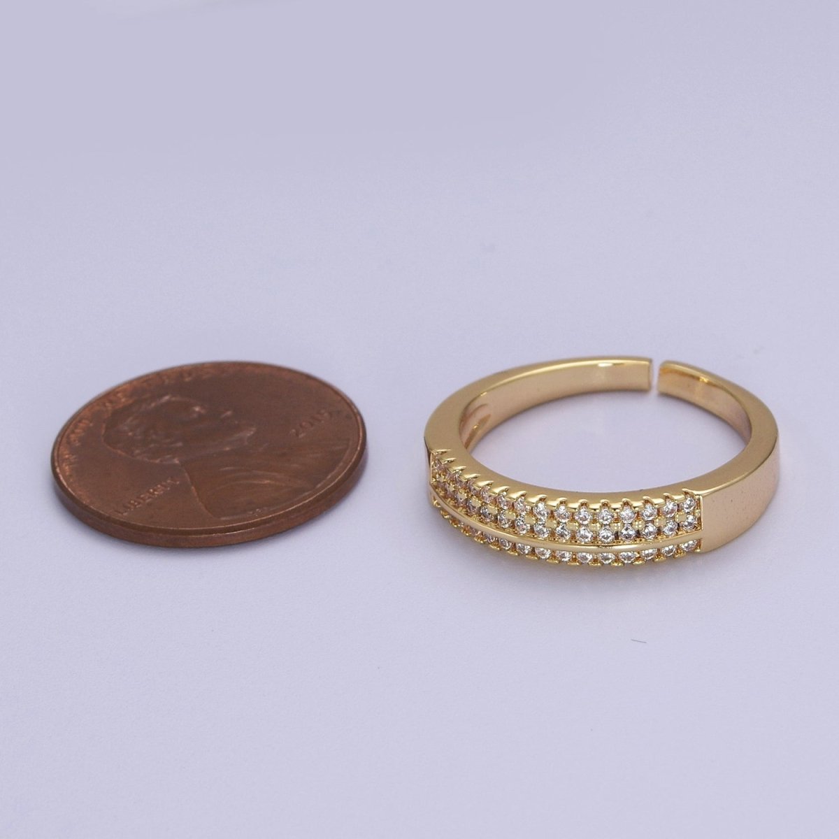 Gorgeous 14k Gold plated Ring Clear Micro Pave Cubic Zirconia Setting Dainty Jewelry S-533 - DLUXCA