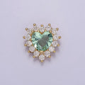Green Aqua Cubic Zirconia Heart Beads - 14.7 x 14.3 mm Small Beautiful Bright 3D Sun Burst Jewelry Gold Beads spacer for Bracelet Necklace Supply E-418 - DLUXCA