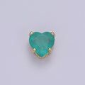 Green Aqua Cubic Zirconia Heart Charm 10mm Small Beautiful Bright 3D Love Jewelry Gold Beads spacer for Bracelet Necklace Supply B-221 - DLUXCA