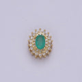 Green Aqua Cubic Zirconia Oval Beads - 10mm Small Beautiful Bright 3D Sun Burst Jewelry Gold Beads spacer for Bracelet Necklace Supply B-464 - DLUXCA