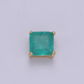Green Aqua Cubic Zirconia Square Charm 8.7x8.5mm Small Beautiful Bright 3D Love Jewelry Gold Beads spacer for Bracelet Necklace Supply B-462 - DLUXCA